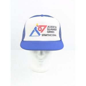 Vintage Alberta Olympic Summer Games 1987 Strathcona Men's Trucker Hat Blue
